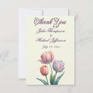 Pastel Tulip Wedding Suite Elegant Typography Thank You Card