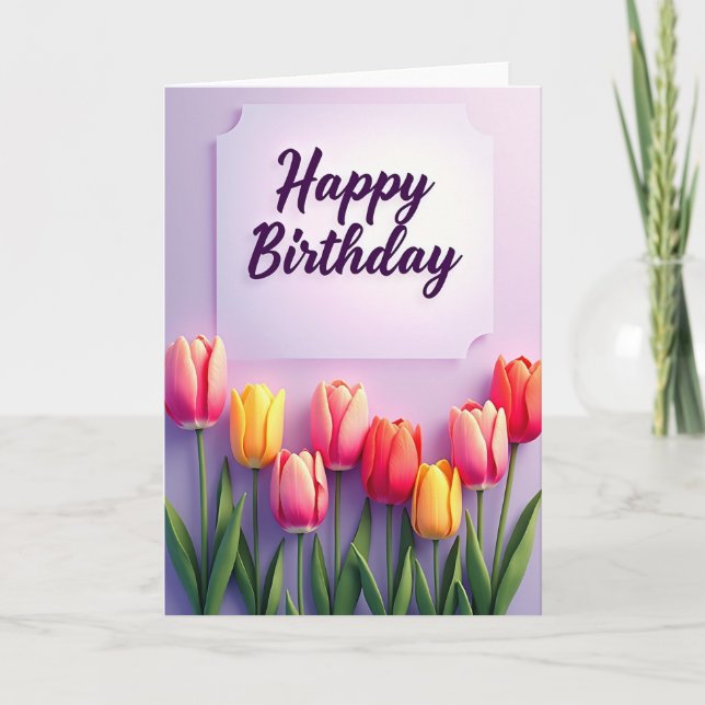 Pastel Tulips Birthday Card (Front)