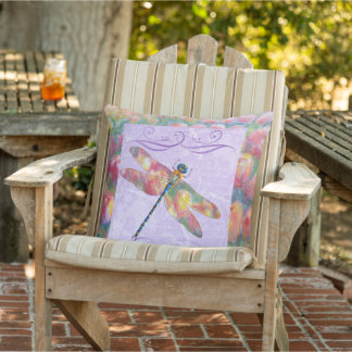 Pastel Tulips & Dragon Fly Outdoor Garden Pillow
