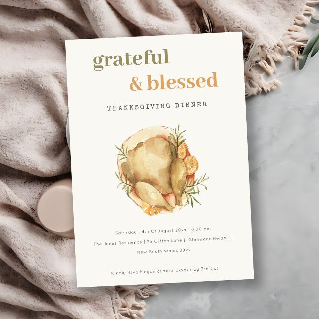 Pastel Turkey Meal Thanksgivings Dinner Invite (Creator Uploaded)