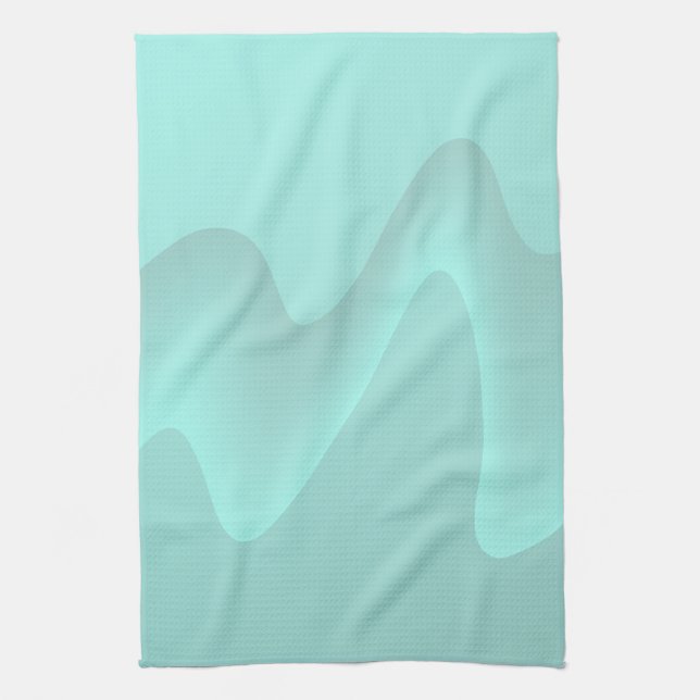 Pastel Turquoise Abstract Swirl Image. Kitchen Towel (Vertical)