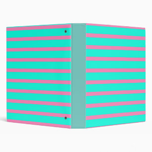 Pastel Turquoise Blue-green And Pink Stripes Binder