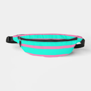 Pastel Turquoise Blue-green And Pink Stripes Fanny Pack