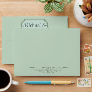 Pastel Turquoise Fleurs blanches Mariage Enveloppe