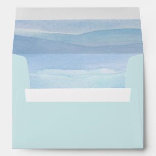 Pastel Turquoise with Blue and Purple Watercolor Envelope