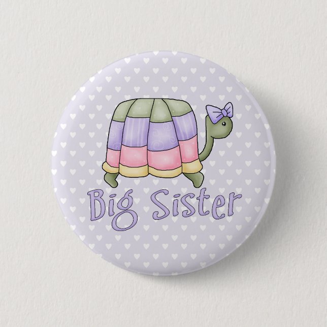 Pastel Turtle Big Sister 2 Inch Round Button (Front)