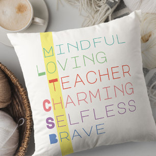 Pastel Typography MOTHER Acronym Throw Pillow