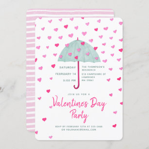 Pastel Umbrella Hearts Pluie Invitation
