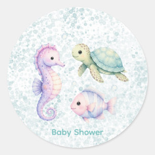 Pastel Under The Sea Baby Shower Classic Round Sticker