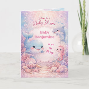 Pastel Under the Sea Baby Shower Girl Ocean Pink  Invitation