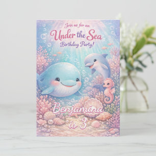 Pastel Under the Sea Birthday Girl Ocean Party Invitation