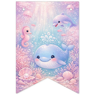 Pastel Under the Sea Girl Ocean Party  Bunting Flags