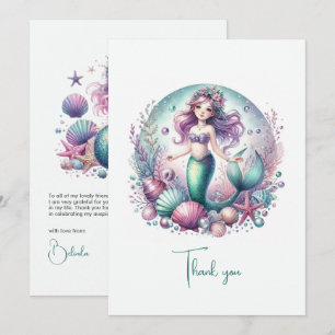 Pastel Under the Sea Girl’s Birthday Thank You Card