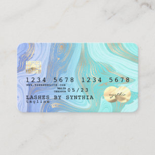 pastel unicorn aqua liquid gold marble Credit Card