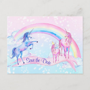 Pastel Unicorn Baby Shower Save The Date Postcards