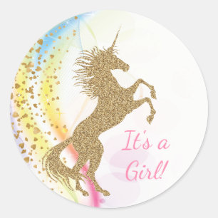 Pastel Unicorn Baby Shower Stickers