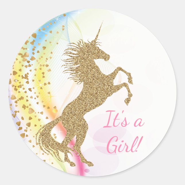 Pastel Unicorn Baby Shower Stickers (Front)