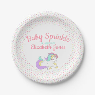 Pastel Unicorn Baby Sprinkle Paper Plate