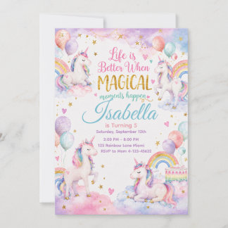 Pastel Unicorn Birthday Invitation Template Cool