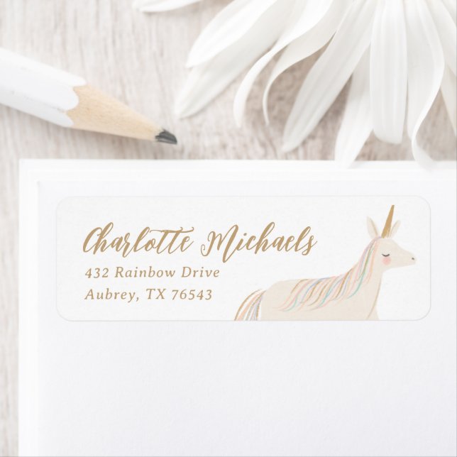 Pastel Unicorn Birthday Return Address (Insitu)