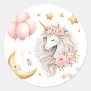 Pastel Unicorn Classic Round Sticker