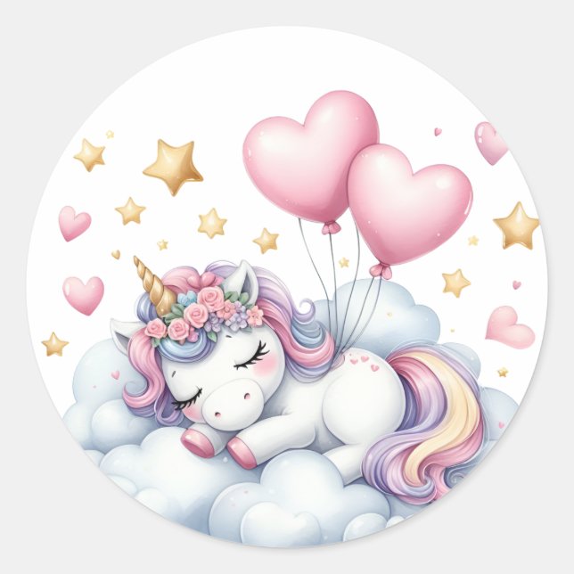Pastel Unicorn  Classic Round Sticker (Front)