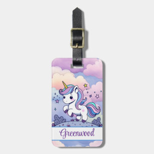 Pastel Unicorn, Colourful Clouds, Custom Luggage Tag
