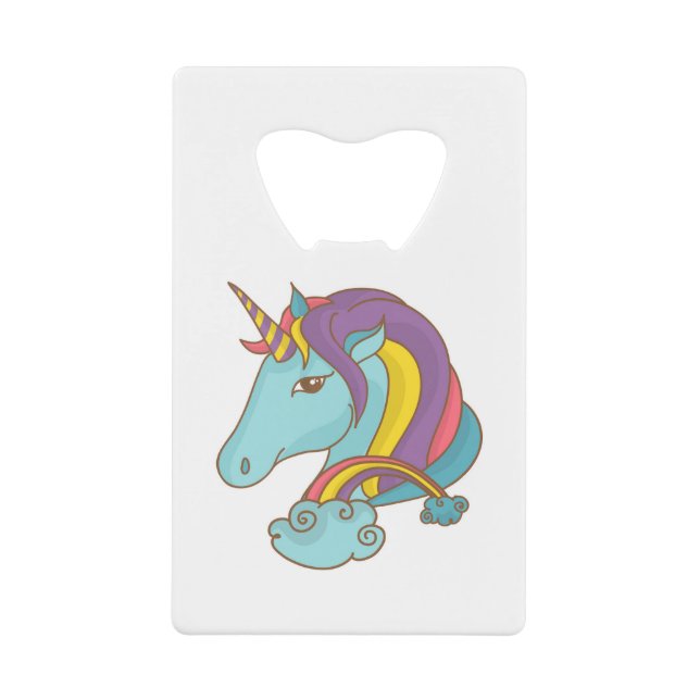 Pastel Unicorn Credit Card Bottle Opener (Front)