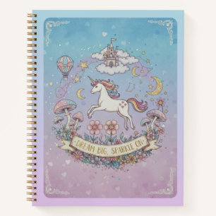 Pastel Unicorn & Dream Big Sparkle On Journal