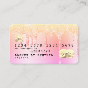 Pastel unicorn glitter drips Credit Card hologram