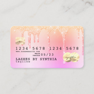 Pastel unicorn glitter drips Credit Card hologram