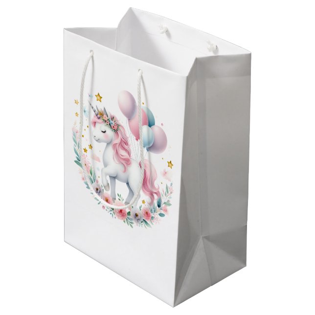 Pastel Unicorn  Medium Gift Bag (Back Angled)