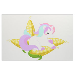 pastel unicorn on the cob fabric