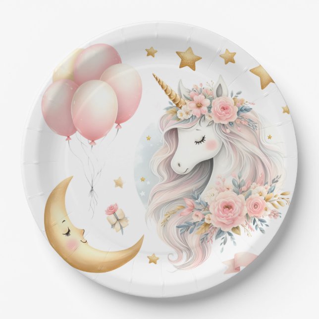 Pastel Unicorn  Paper Plate (Front)