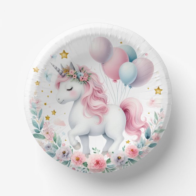 Pastel Unicorn  Paper Plate (Front)