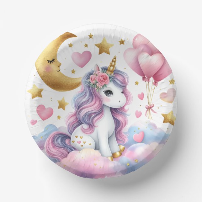 Pastel Unicorn  Paper Plate (Front)