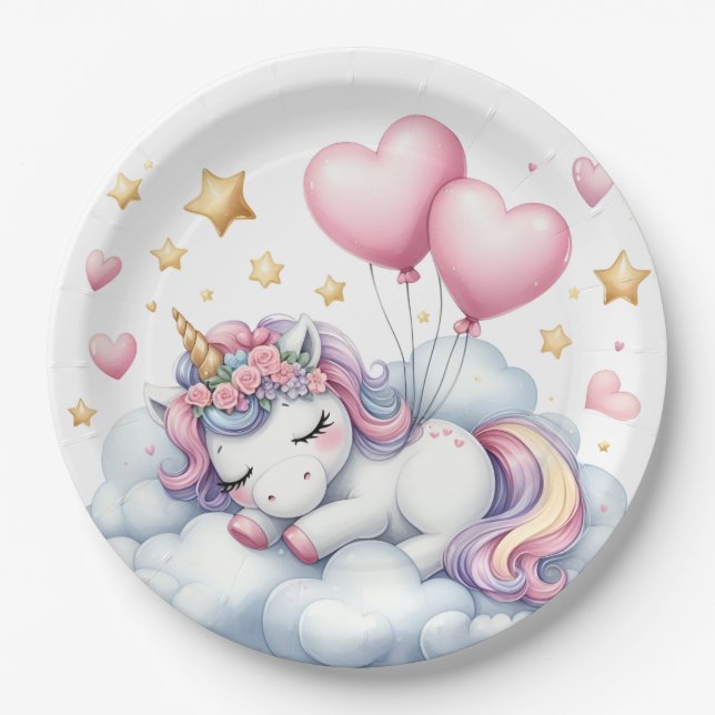 Pastel Unicorn  Paper Plate (Front)