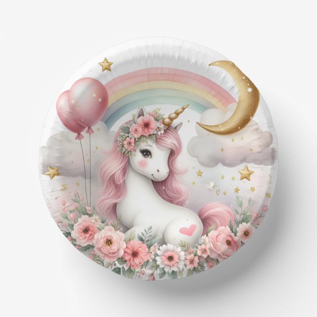 Pastel Unicorn  Paper Plate (Front)