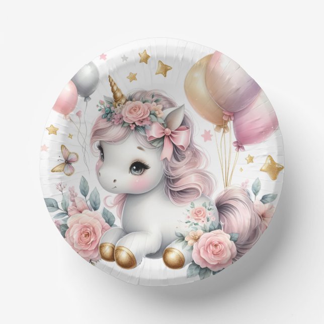 Pastel Unicorn  Paper Plate (Front)
