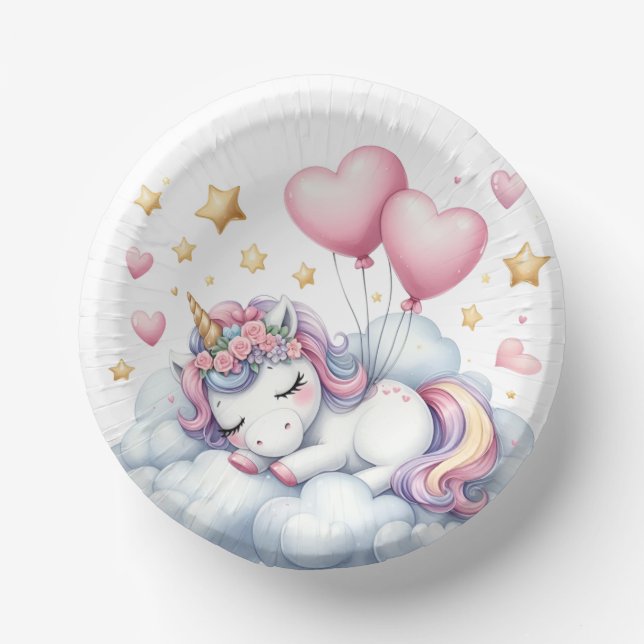 Pastel Unicorn  Paper Plate (Front)
