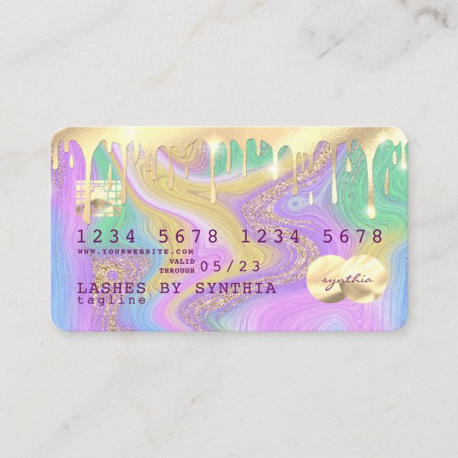 pastel unicorn pink and gold marble Credit Card (Front)