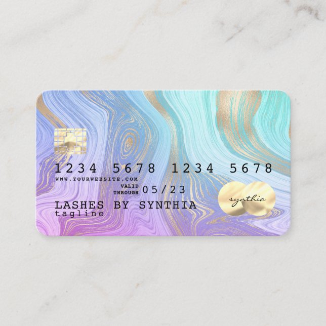 pastel unicorn pink liquid gold marble Credit Card (Front)