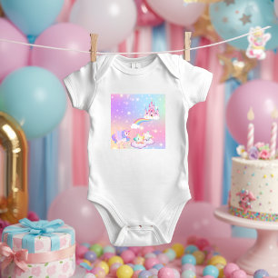 Pastel Unicorn Princess Baby Bodysuit