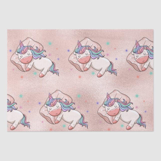 Pastel Unicorn Sleeping   Tissue Paper (Front)