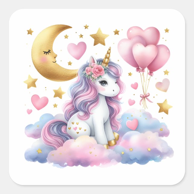 Pastel Unicorn  Square Sticker (Front)
