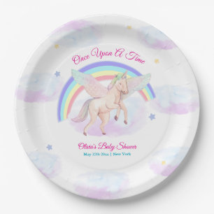 Pastel Unicorn Star Rainbow Fairytale Baby Shower Paper Plate