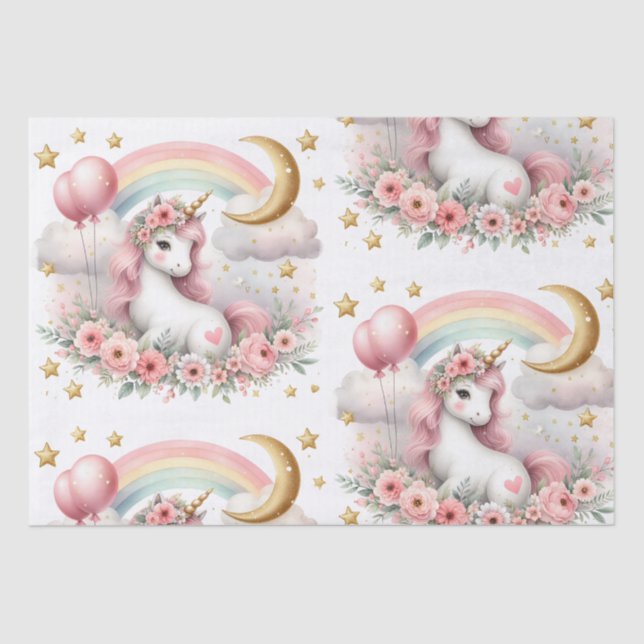 Pastel Unicorn  Tissue Paper (Front)