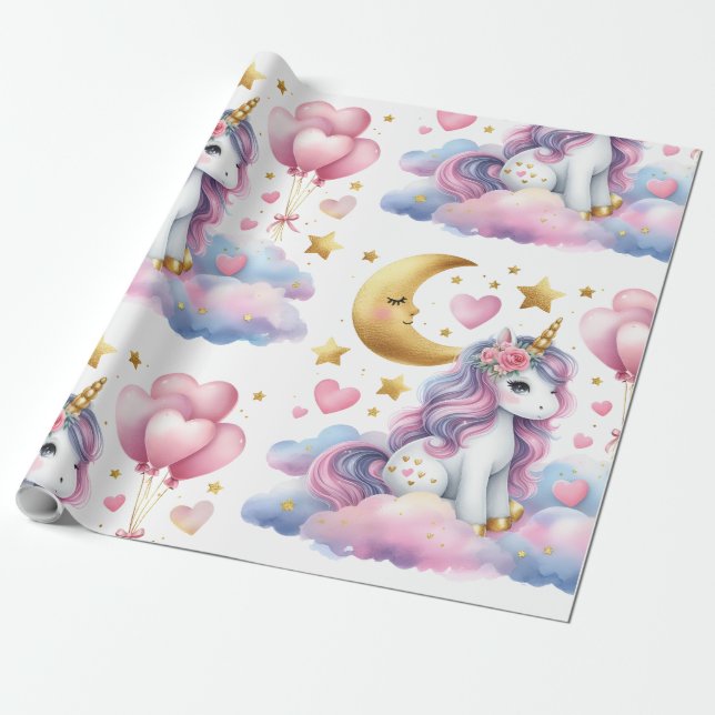 Pastel Unicorn  Wrapping Paper (Unrolled)