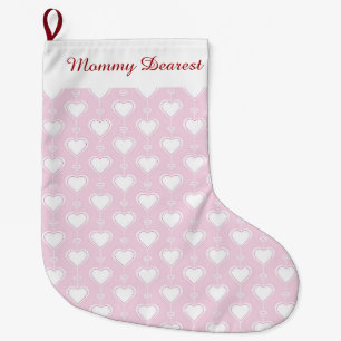 Pastel Valentine Hearts Large Christmas Stocking