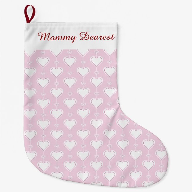Pastel Valentine Hearts Large Christmas Stocking (Front)